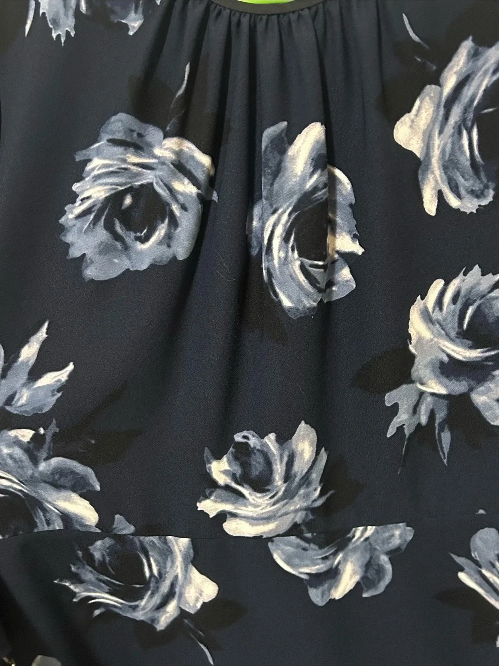 Kate Spade Night Rose Floral Crepe Dress Size 6 Blue Bell Sleeve Midi